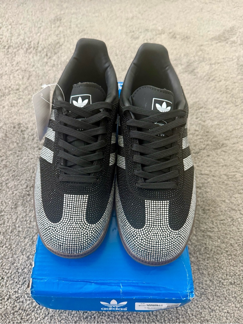 adidas Black and White Crystal-Embellished Sneakers